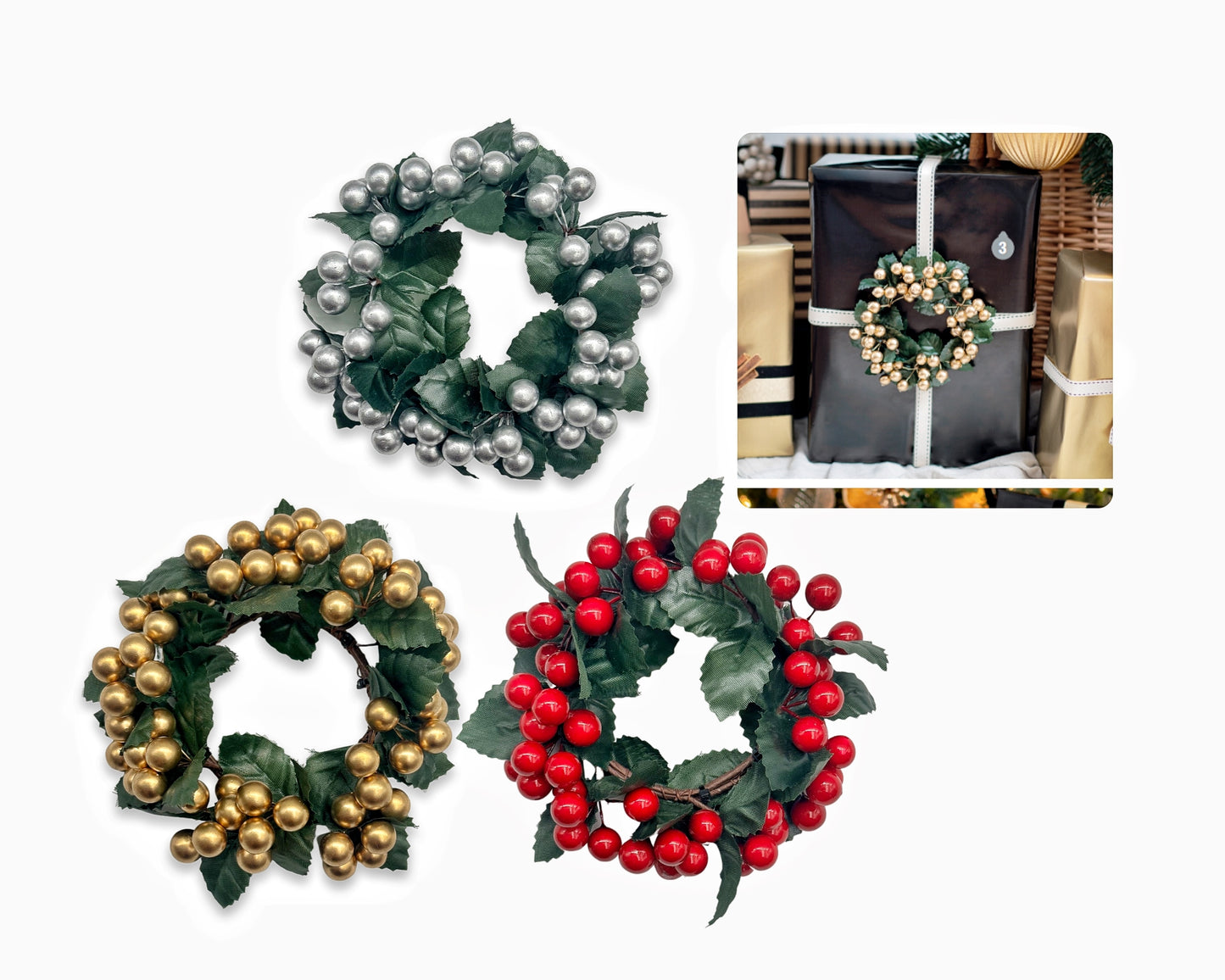 bulk 24 Xmas Berry Wreath 12cm