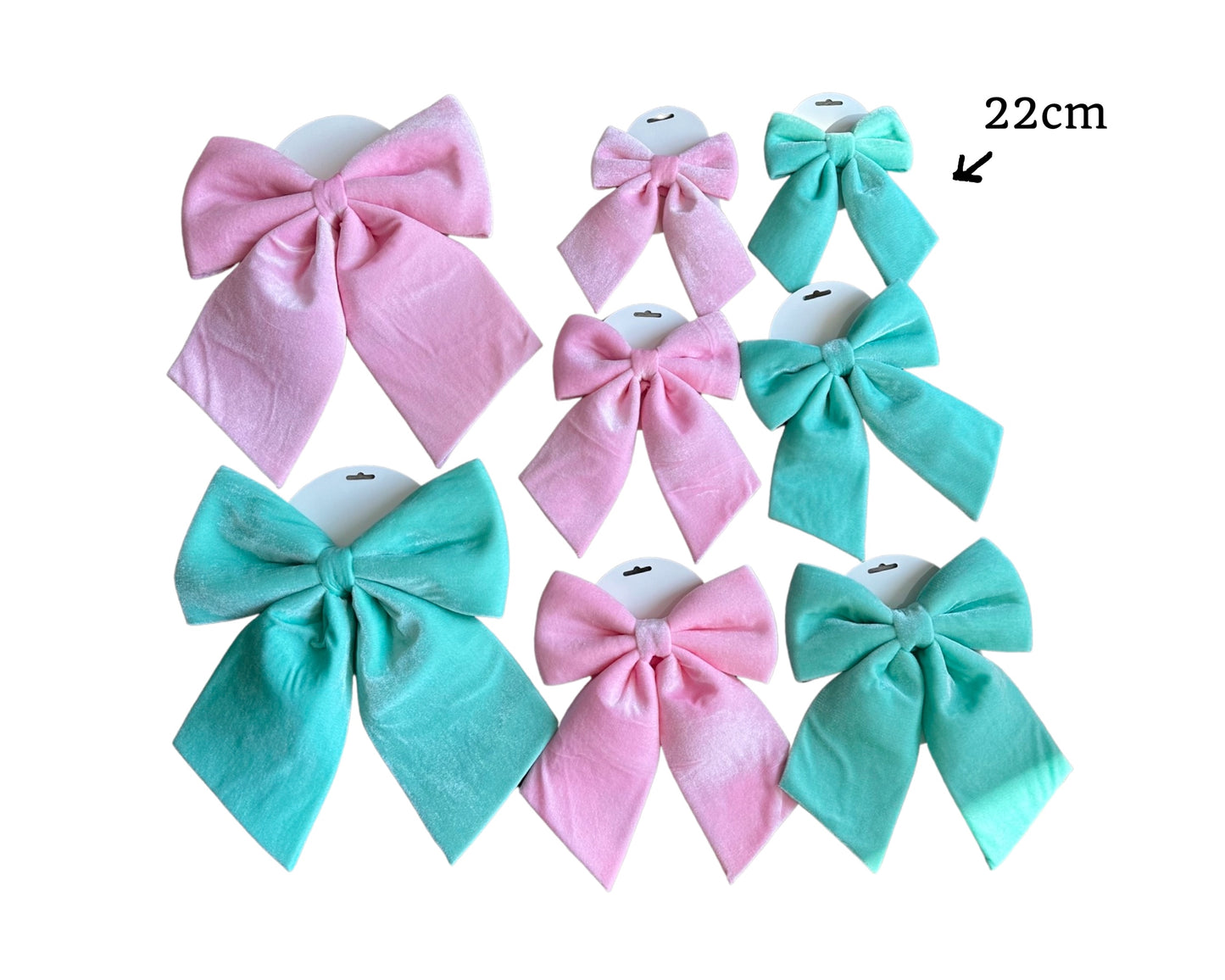 bulk 24 Xmas Pink & Blue Velet Bow 22cm