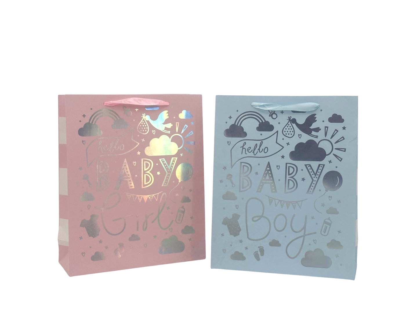 bulk 24 Large Foiled Baby Gift Bag 32cm