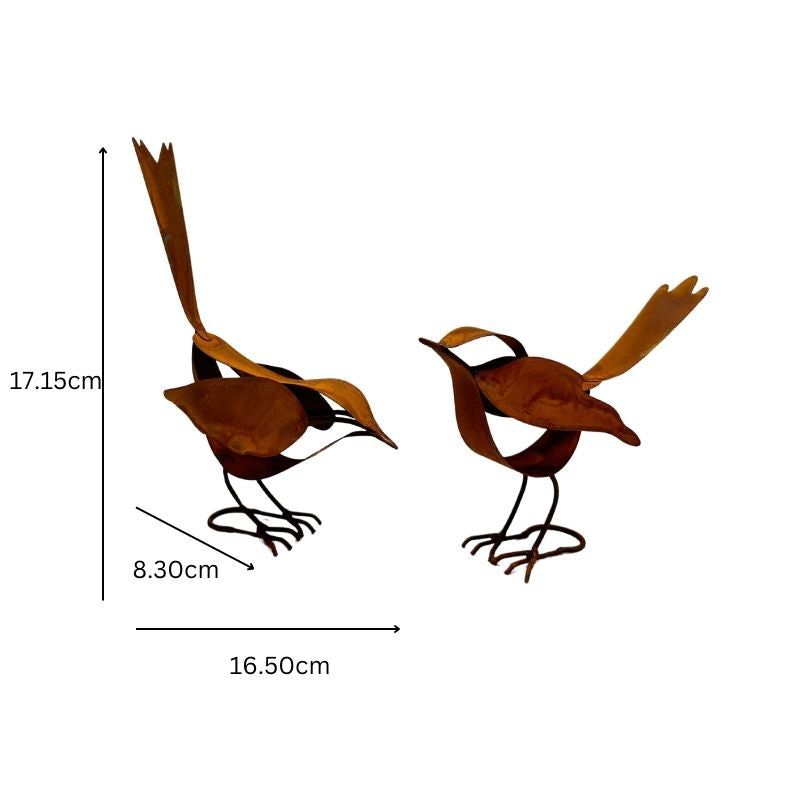 Set 2 Asst Rust Decorative Birds (w Potential Stakes) 17cm - Image 4