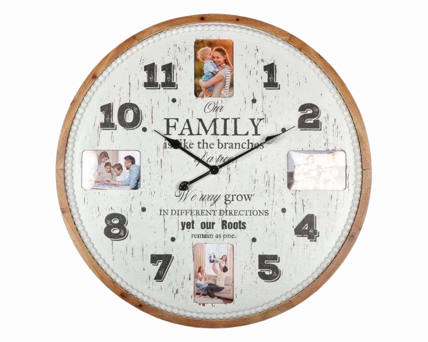 Family Tree Wall Clock w/ Photo Frames 80cm