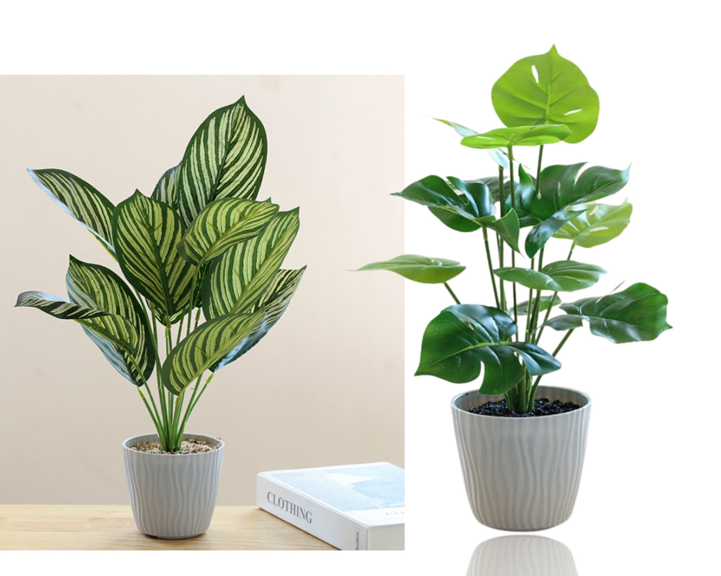 Set 2 Artificial Green Leaf Pot 38cm