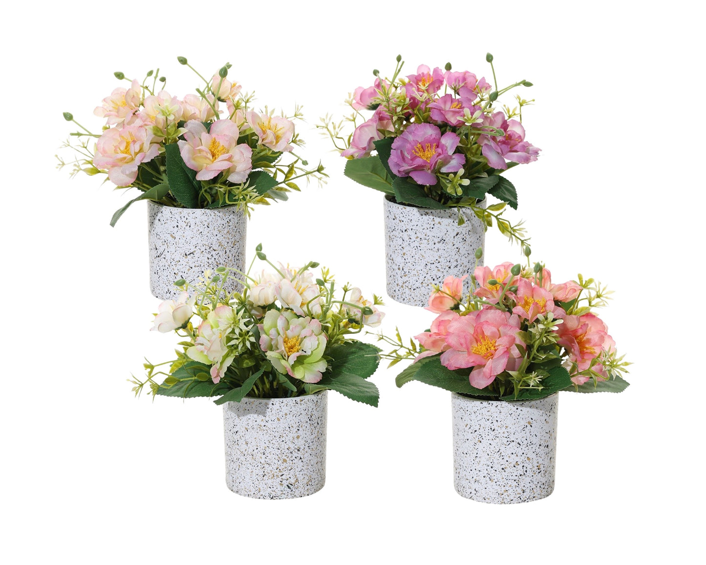 Set 4 Artificial Rose in Pot 16cm
