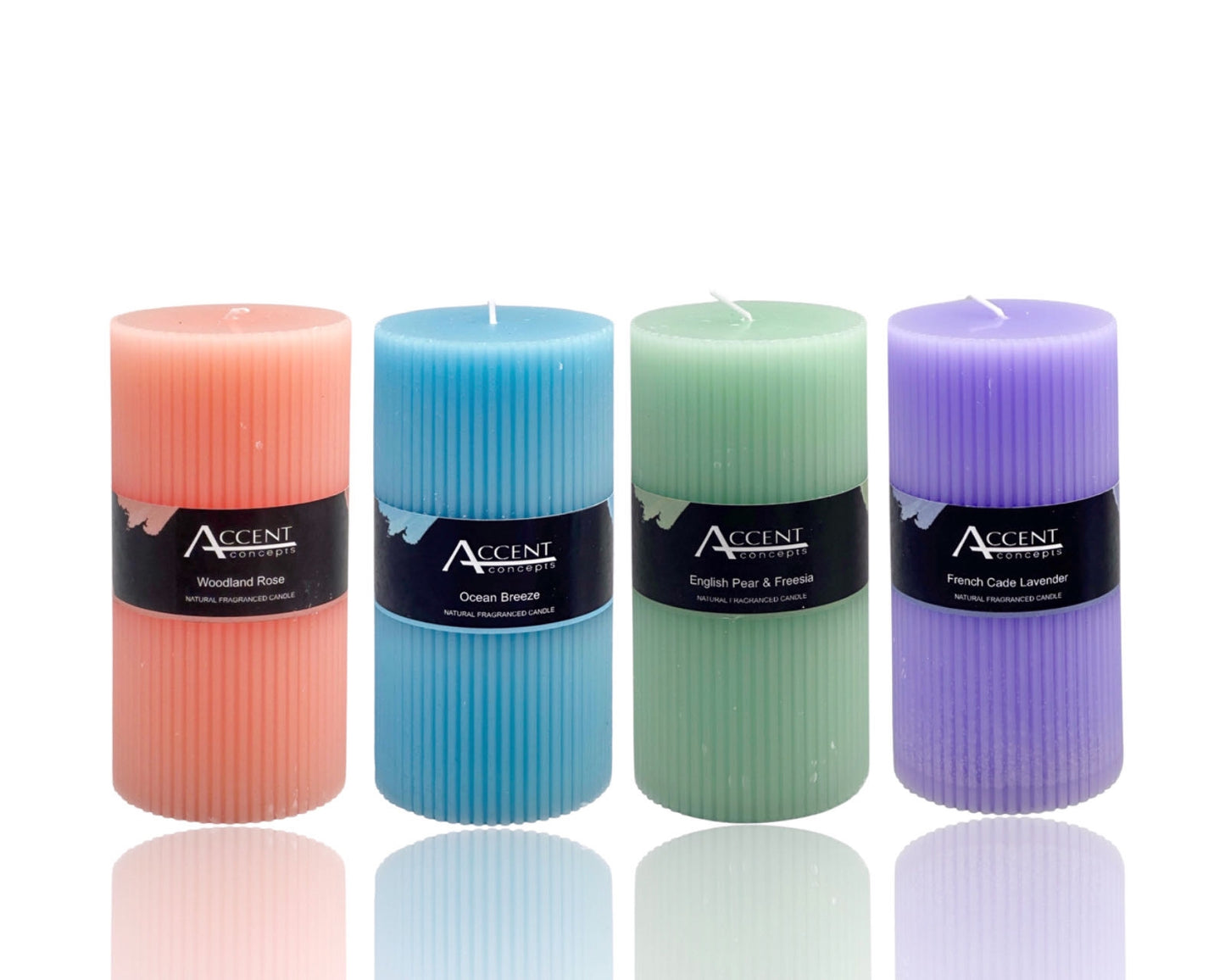 bulk 24 Scented Ripple Pillar Candle Assorted 14cm