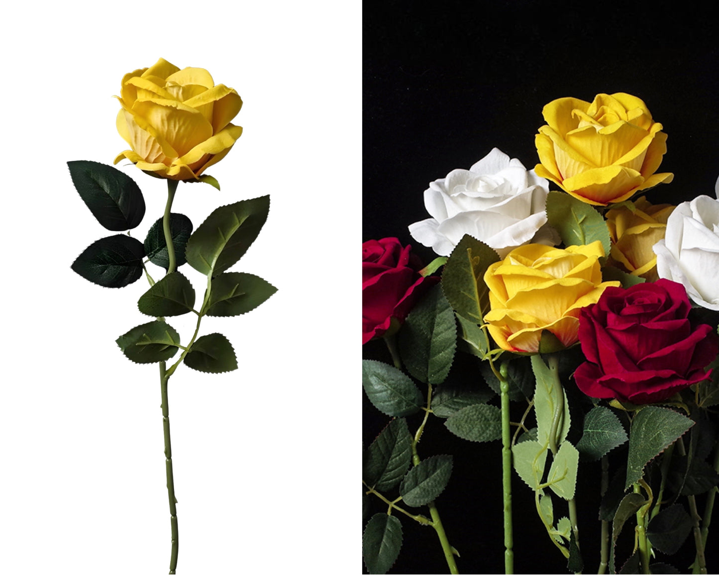 bulk 24 Articial Single Stem Rose Yellow 66cm