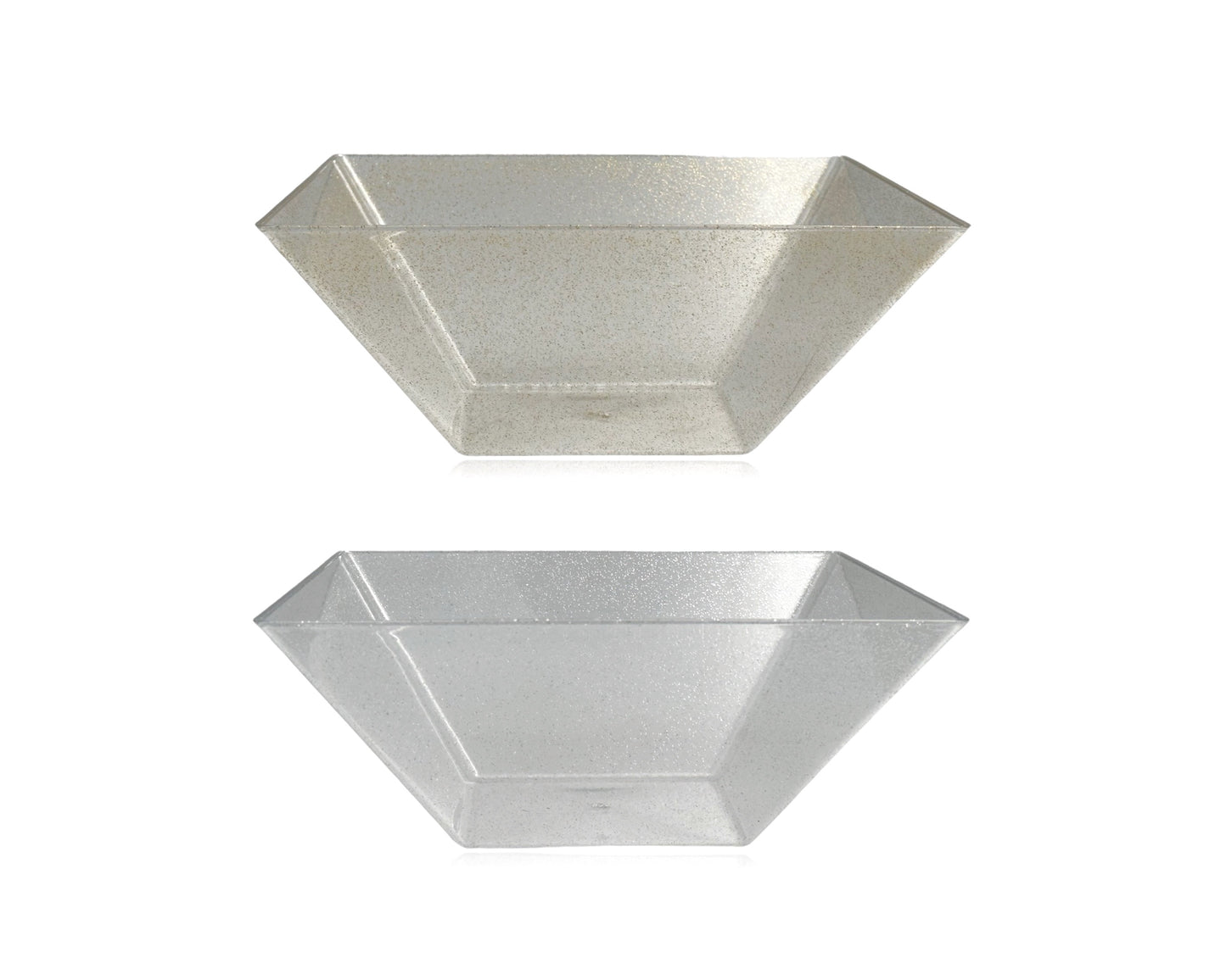 bulk 24 Glitter Plastic Tapered Bowl Square 2.8lt 24cm