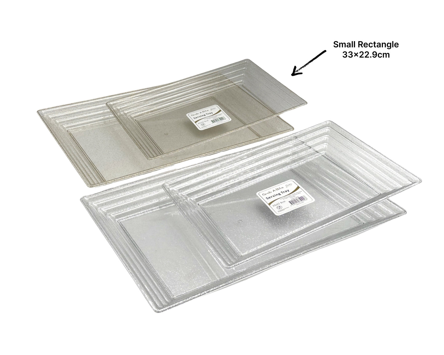 bulk 24 Glitter Plastic Serving Tray Rectangle 33cm