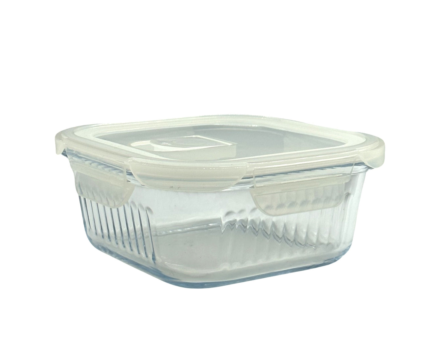 bulk 12 Borosilicate Glass Container w/ Lid Square 800ml 16cm