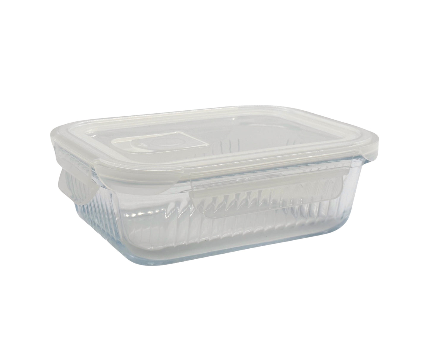 bulk 12 Borosilicate Glass Container w/ Lid Rect 1040ml 20x8cm