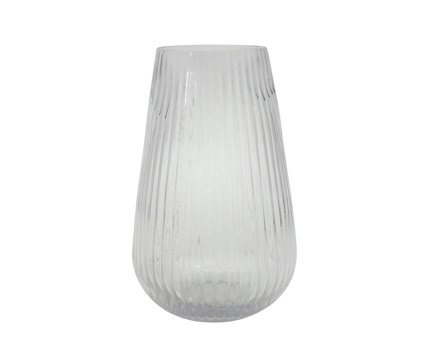 bulk 6 Clear Rippled Glasse Vase Cone Shape 23cm