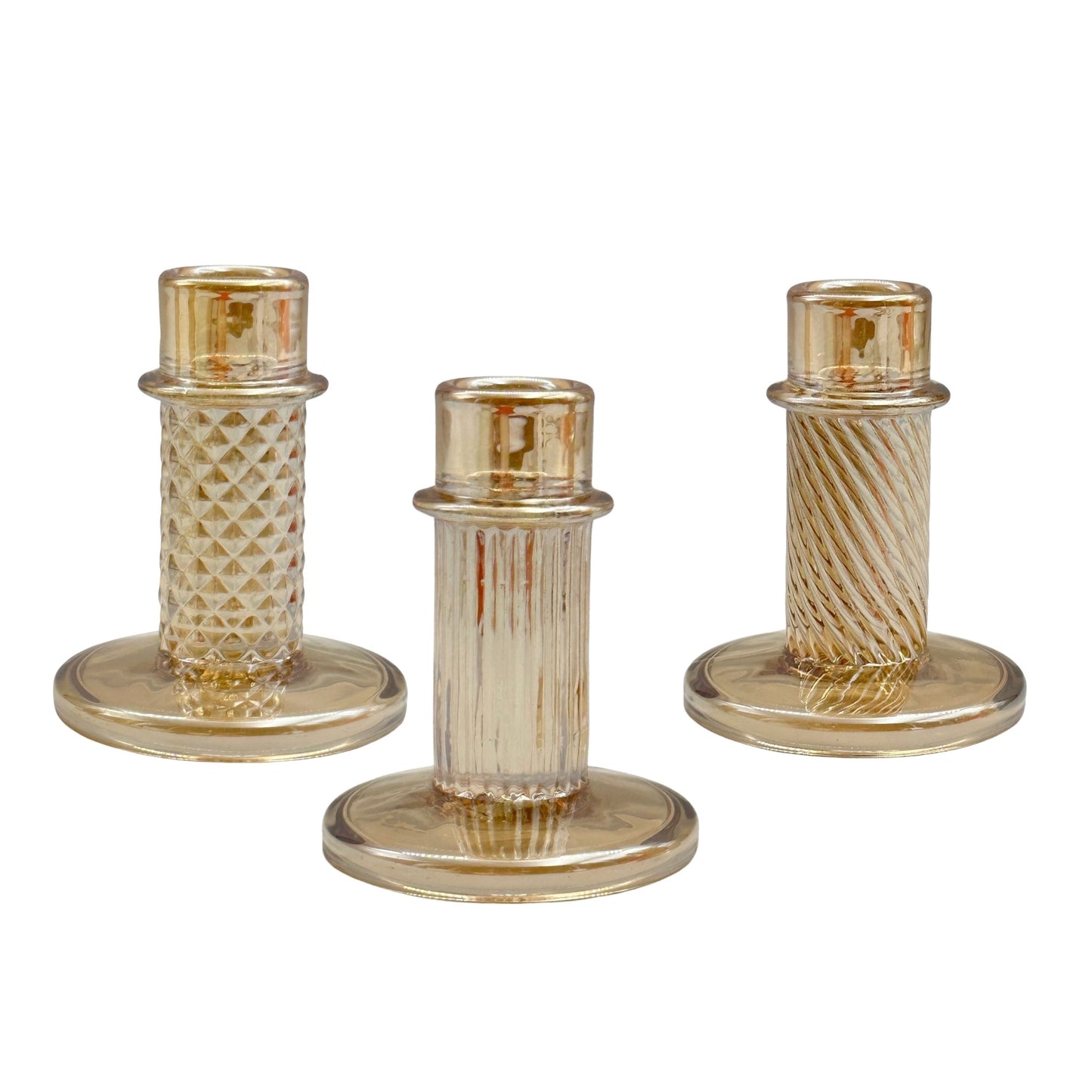 bulk 24 Lustre Glass Candle Holder Assorted 10cm