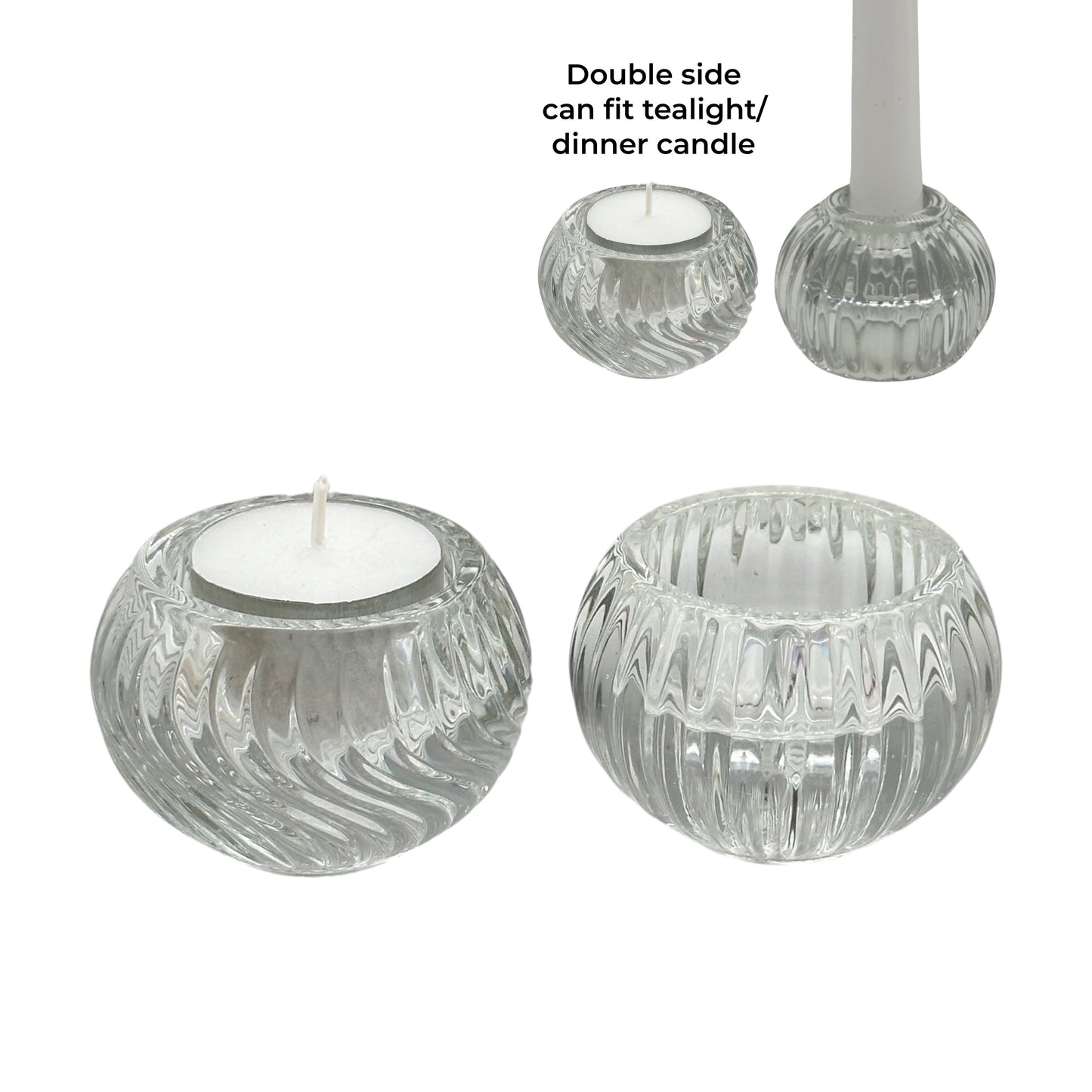 bulk 36 Clear Patterned Glass Candle Holder Assorted 6cm