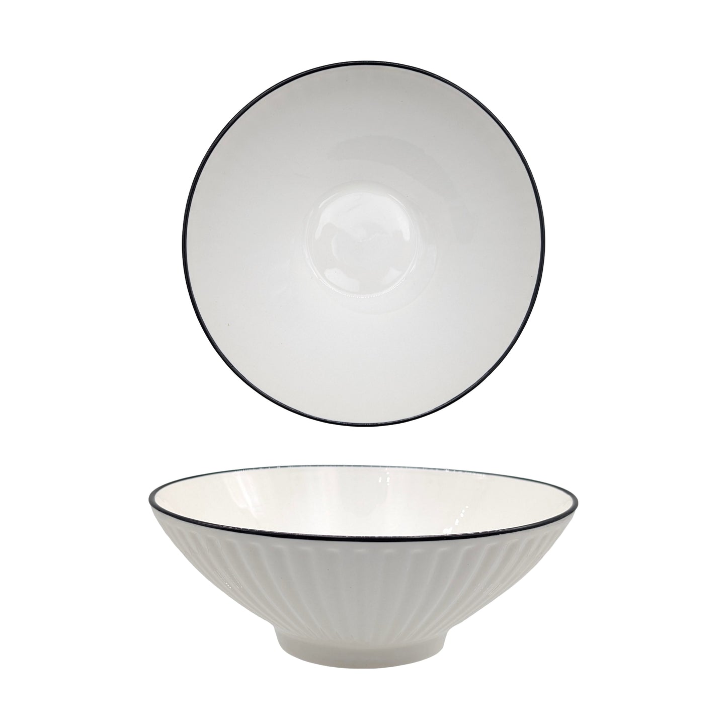bulk 24 Sorrento Porcelain Embossed Soup Bowl w/ Black Rim 8" 20cm