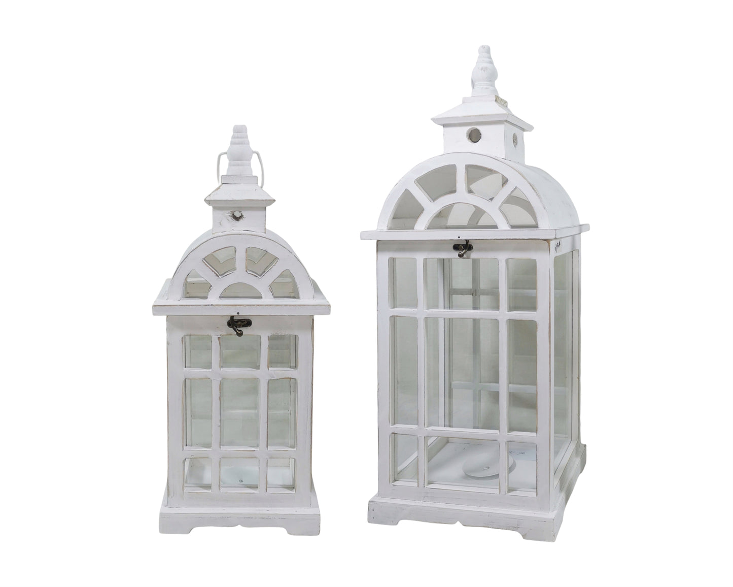 Set 2 Wooden Lantern w/ Metal Roof 67cm