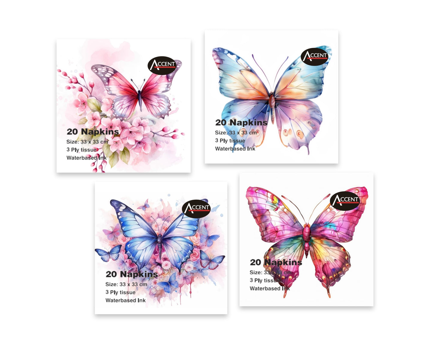 bulk 960 Butterfly Emporium Napkins 2ply 33cm