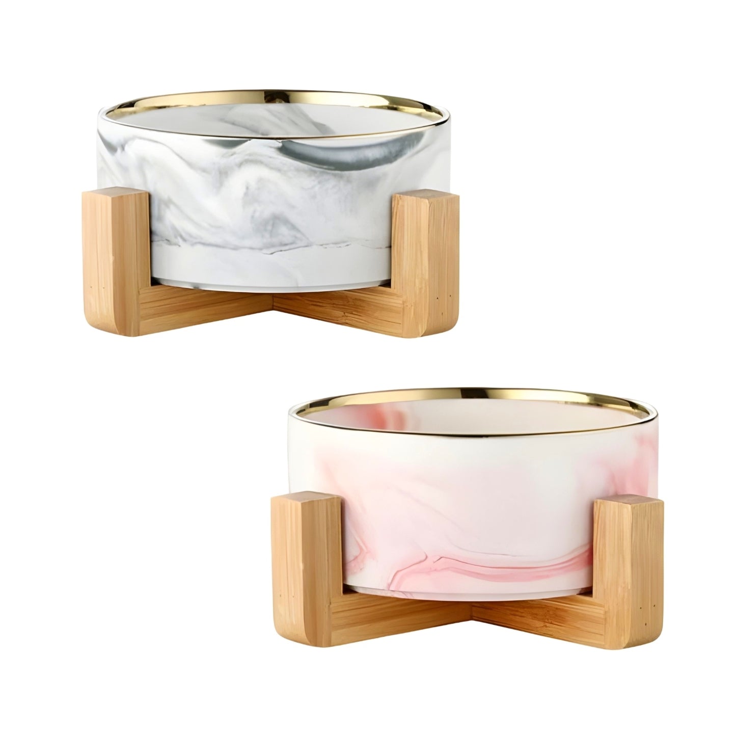 bulk 12 Marble Ceramic Pet Bowl w/ Stand 20cm