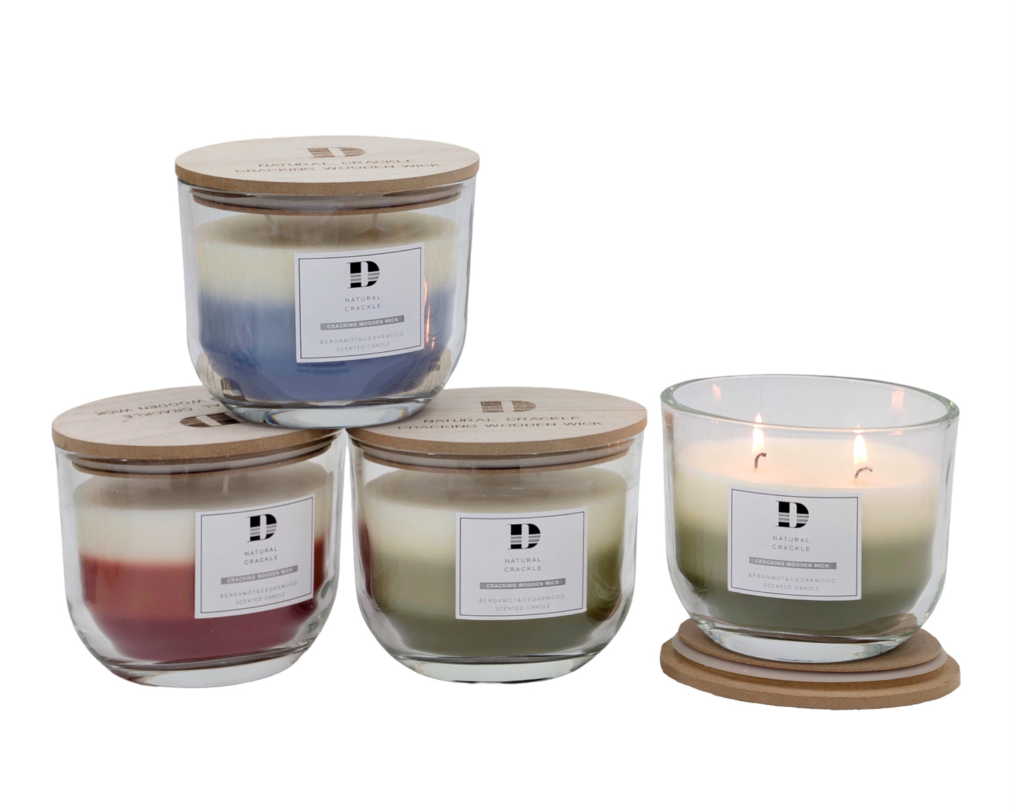 bulk 12 3 Layer Glass Jar Candle w/ Lid 12cm