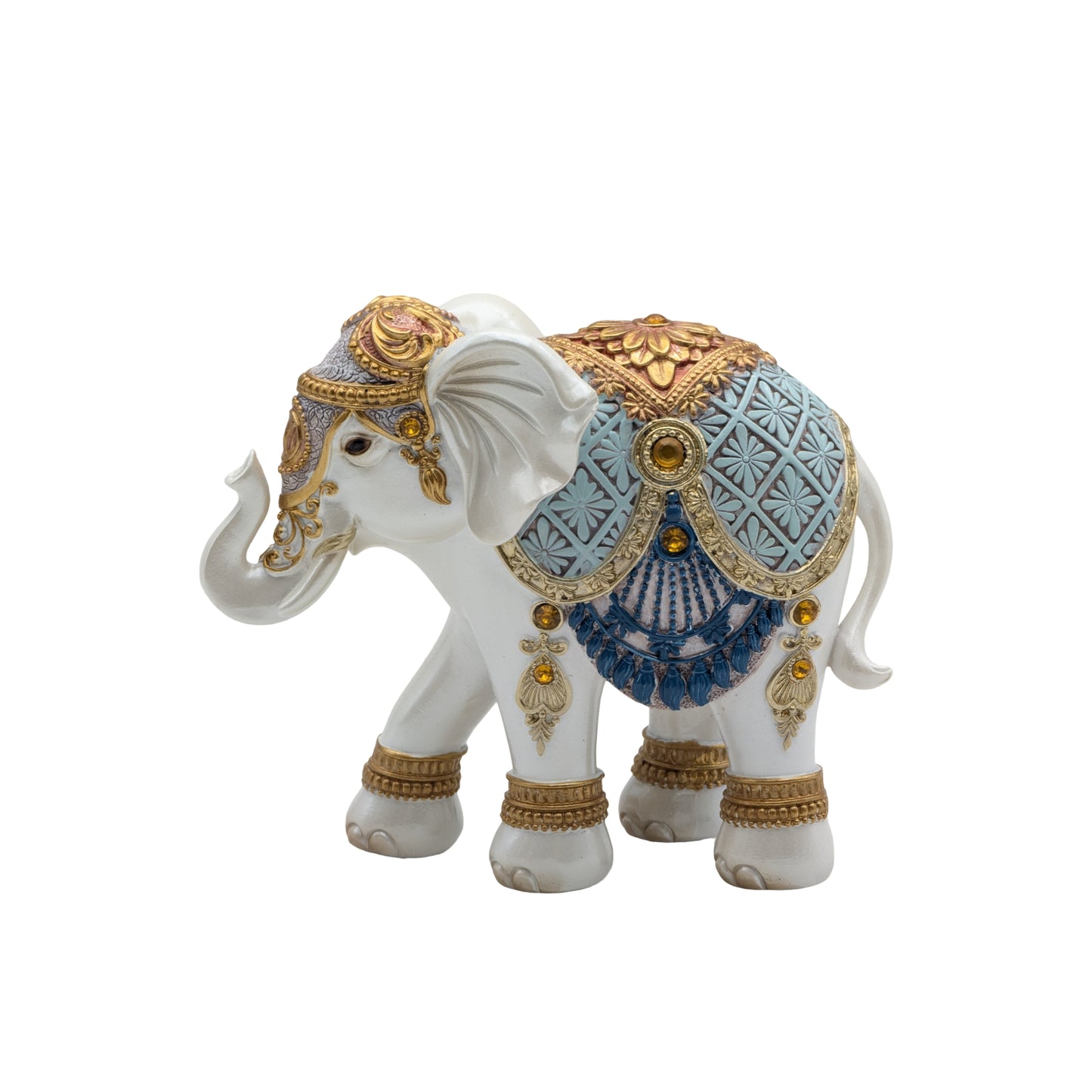 Lucky Blue White Elephant 14cm