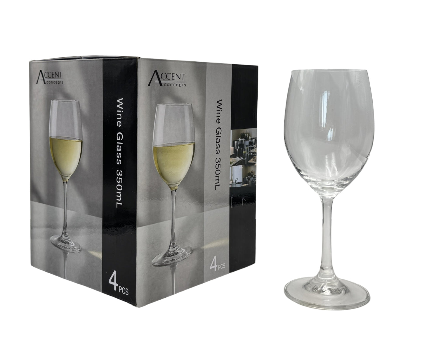 bulk 6 Clear Wine Glass in Gift Pack 350ml