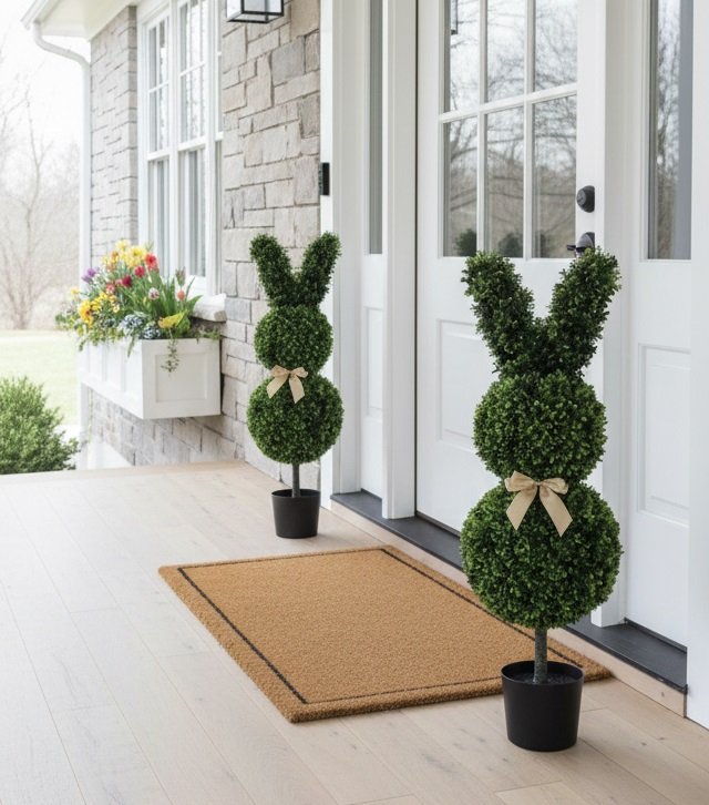 Set 2 Artificial Bunny Rabbit Topiary Tree 100cm - Image 2