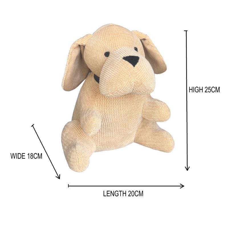 Beige Fabric Sitting Pup Door Stopper 25cm - Image 5