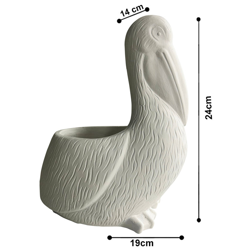 Contemporary White Pelican Planter w Hole + Plug 24cm - Image 5