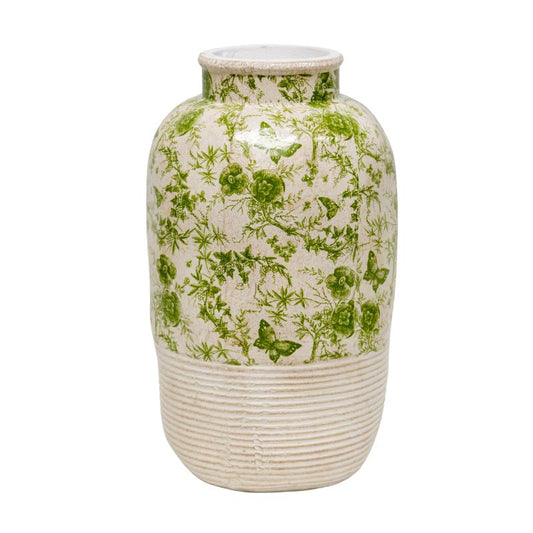 Glazed Green Stoneware Look Vase 37cm - Image 2