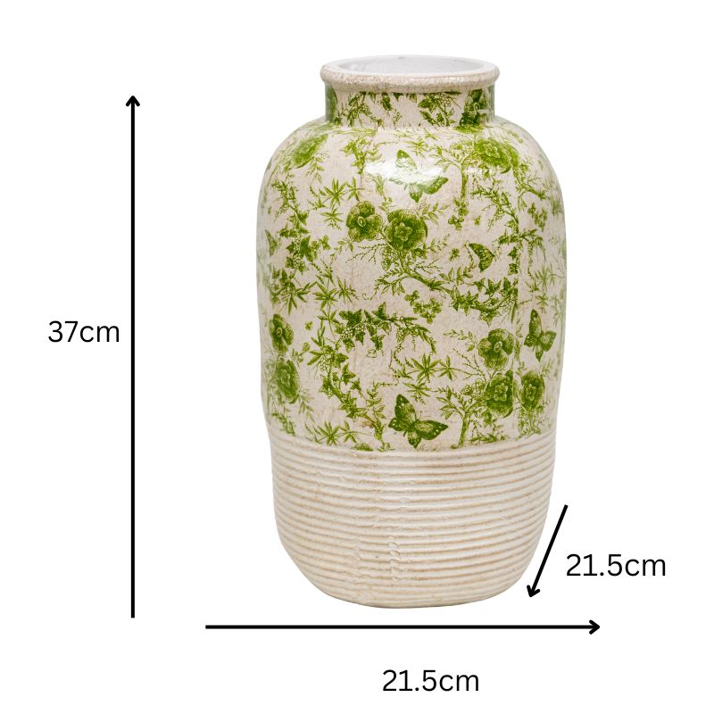 Glazed Green Stoneware Look Vase 37cm - Image 4