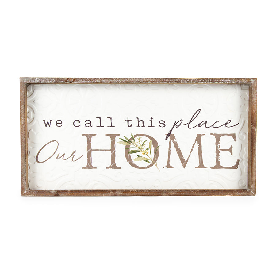 Pressed Metal w Timber Frame Wall hanging Home 60cm