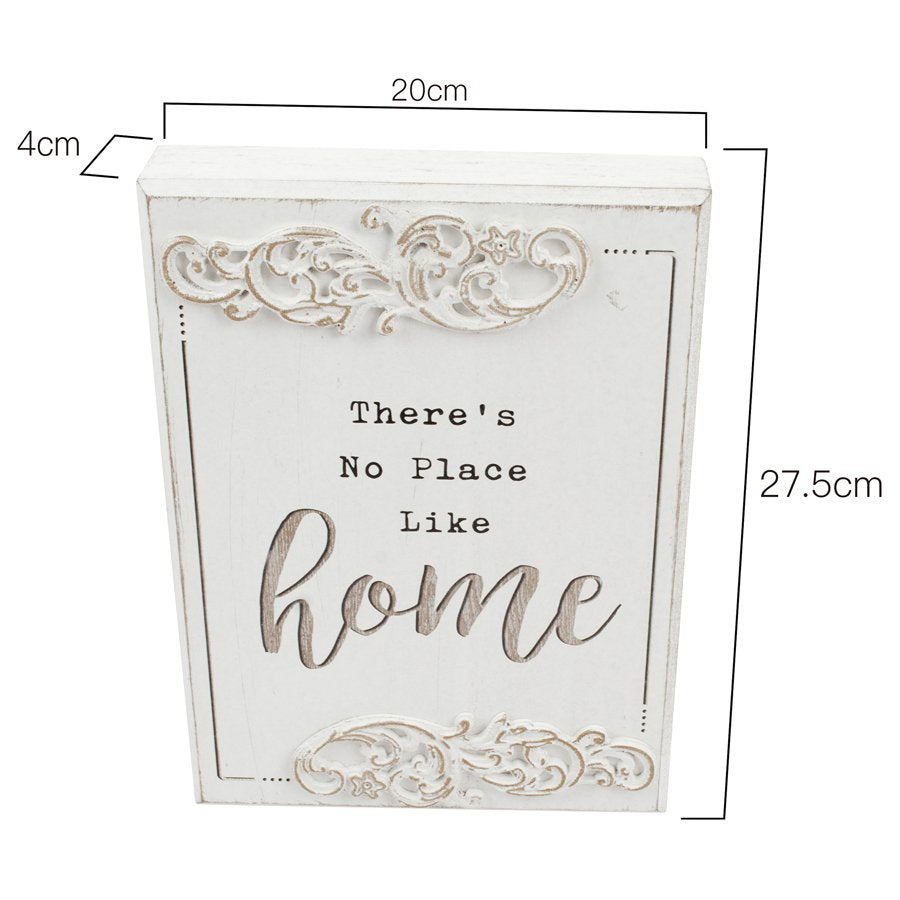 Wood-carved 'No Place Like Home' Wall Art 20x27cm - Image 4