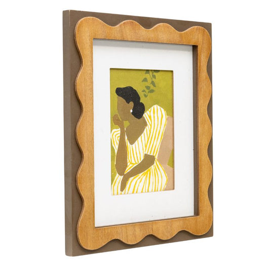 Sitting Lady in Striped Dress Frammed Wall Art 30cm - Image 2