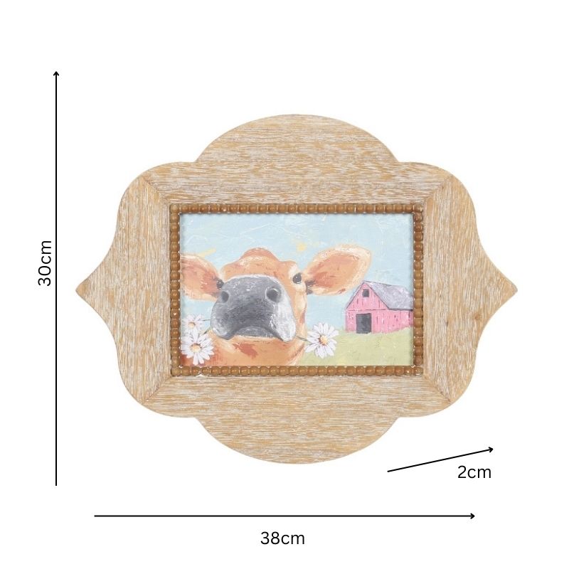 Cow W Daisies Framed Wall Art 38cm - Image 5