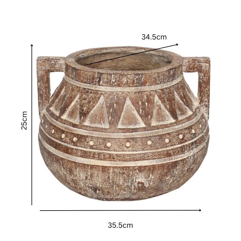 Aged Tribal Style Decorative Pot 35cm - Image 5