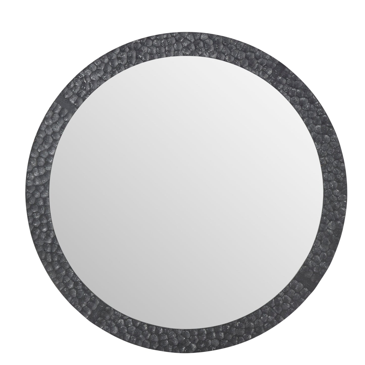 Textured Round Black Mirror 80cm