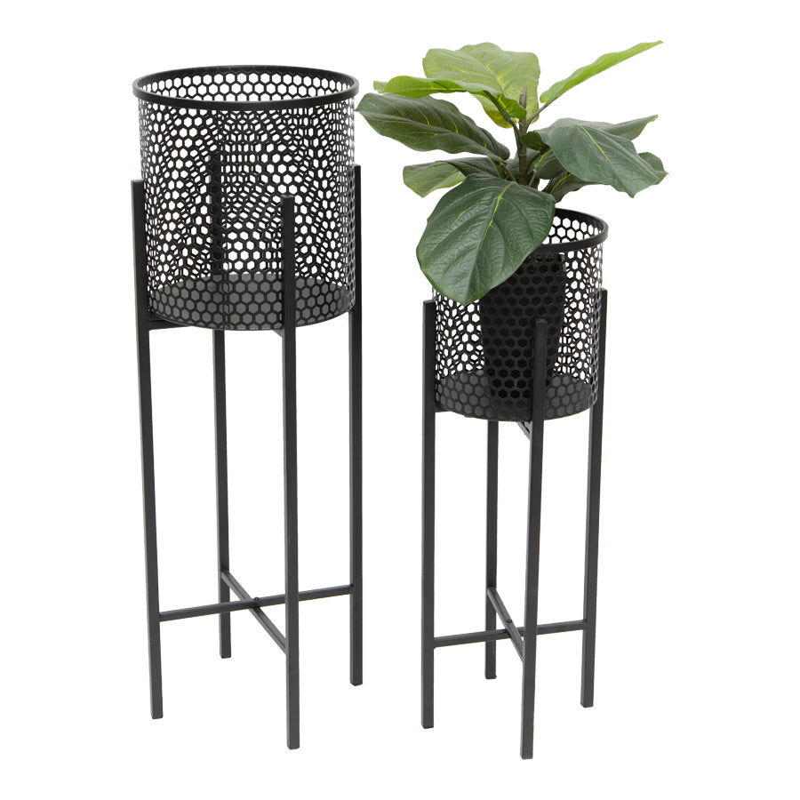 Set 2 Black Beehive Planters 75cm - Image 3