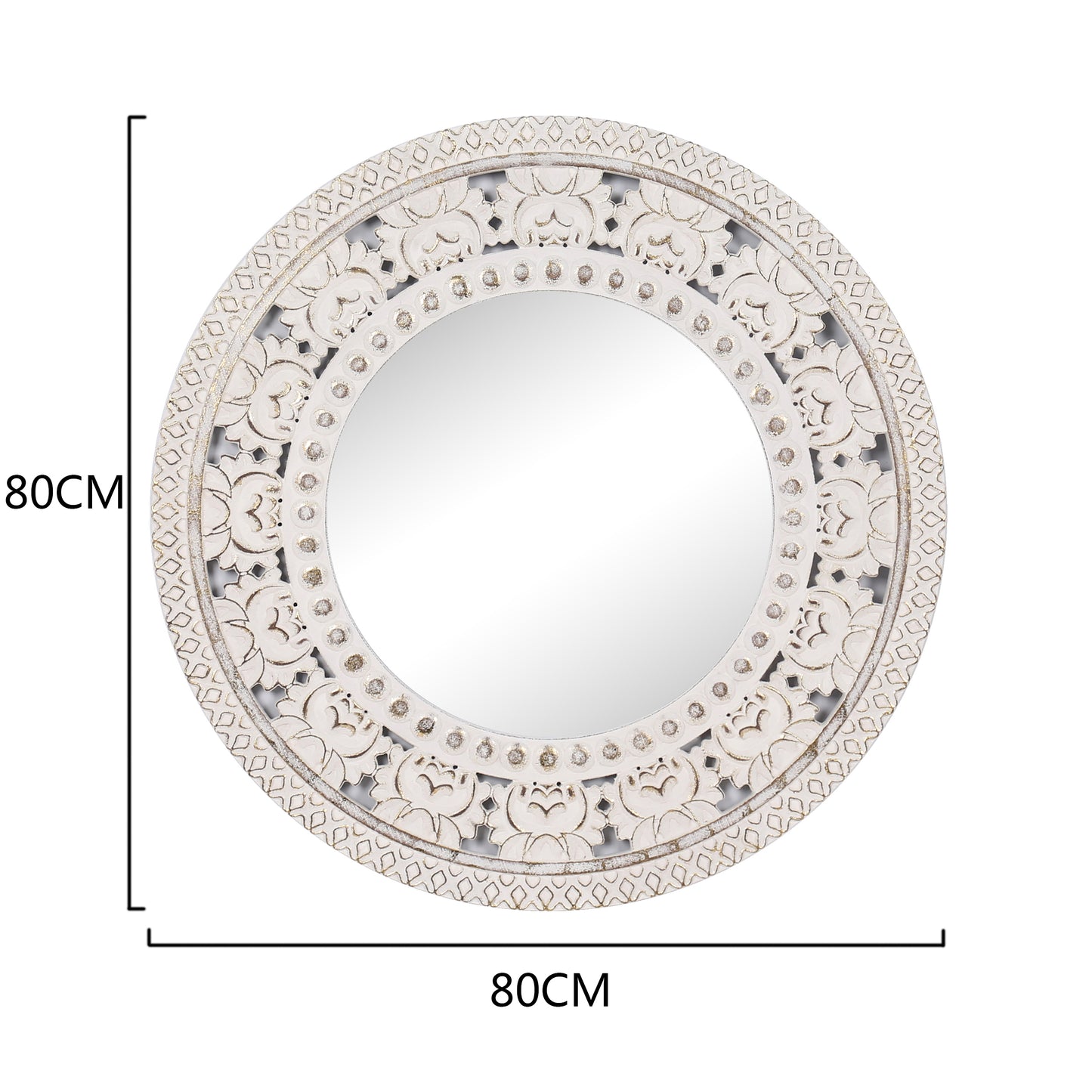 Ornate Carved Bold Frame Wall Mirror 80cm - Image 3