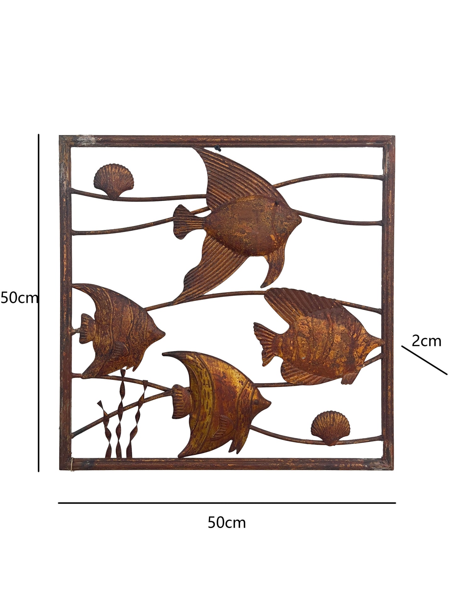 Rust Square School Of Fish Wall Art 50cm - Image 2