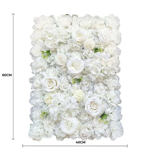 Artificial Flower Wall Backdrop Panel 40cm x 60cm Mixed Whites - Image 2
