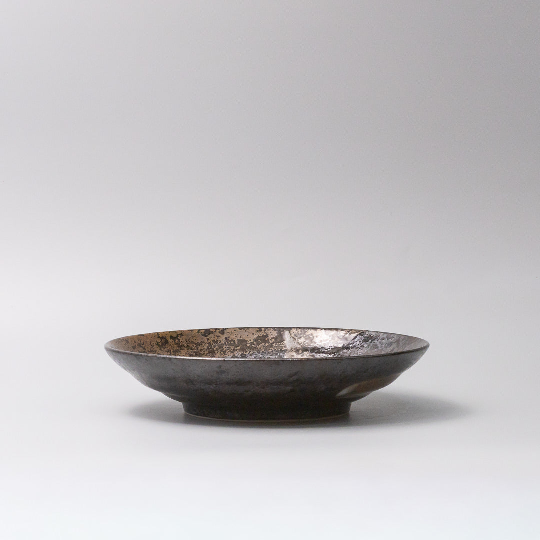 Pasta Bowl Flat 23cm Bronze Brushstroke Glaze - Image 4