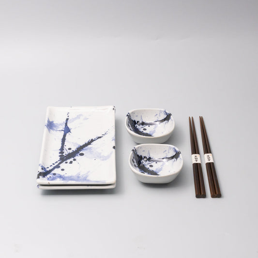 Sushi Set for two with Chopsticks Blue Splash Blaze - Image 2