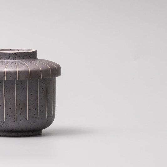 Cup Chawanmushi 170ml Matt Black Stripe Glaze - Image 2