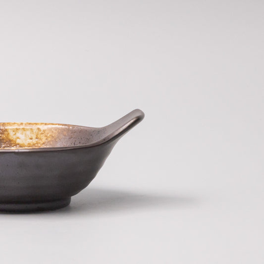 Bowl with Handle 12cm Bronze Glaze - Image 2