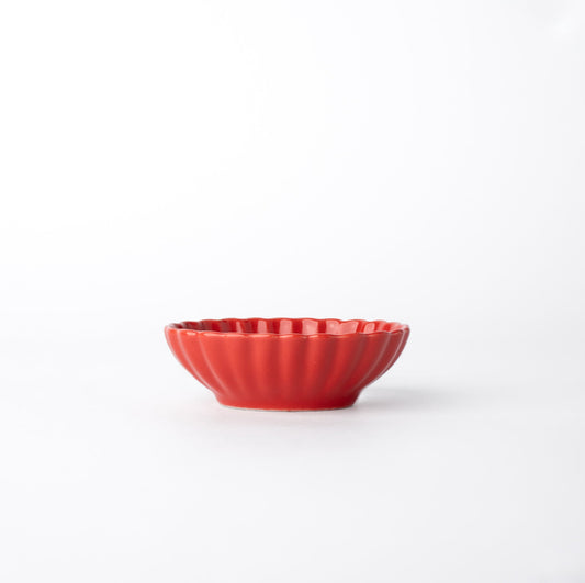 Sauce Dish 7.5cm Chrysanthemum Round Scarlet Glaze - Image 2