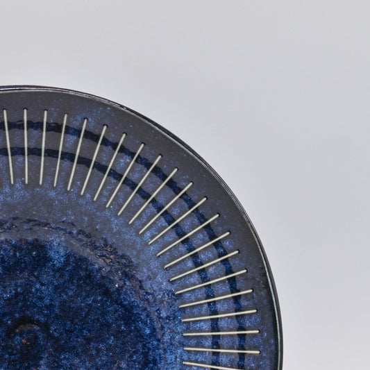 Bowl 25cm Ridged Indigo Glaze - Image 2