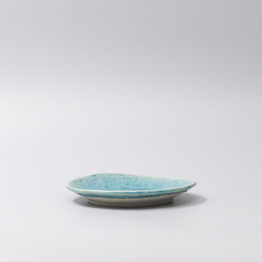 Plate Oval 15cm Crackle Turquoise Glaze - Image 2