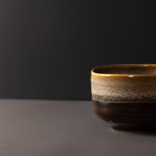 Matcha Tea Bowl 11cm Brown with Milky White - Image 2