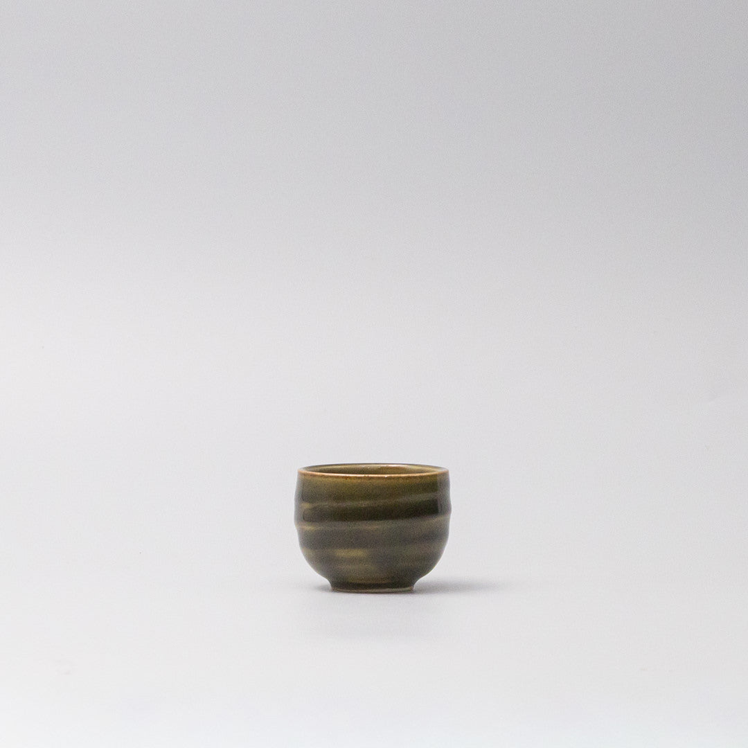 Sake Cup 40ml 'Ochoko' Rounded Oribe Green - Image 3