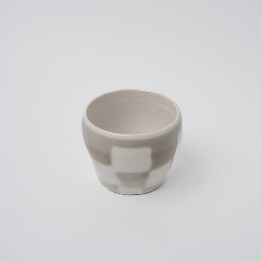 Cup 8cm 160ml Cream Grey Check Design - Image 2