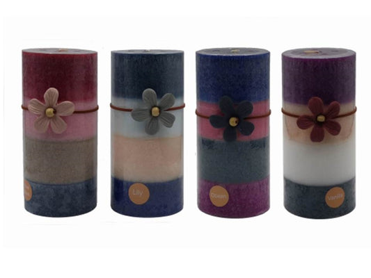 bulk 24 4 Tone Scented Pillar Candle 15cm - Image 2