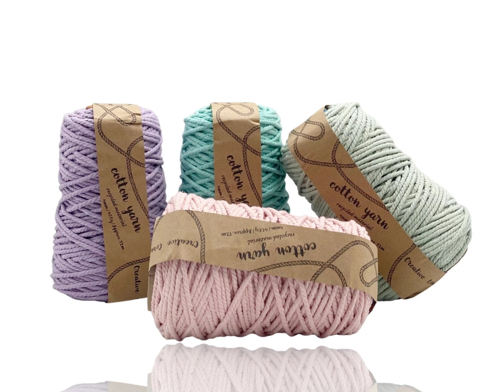 bulk 12 Macrame Cotton Yarn 72mtrs 4mm 400G Pastel Knitting